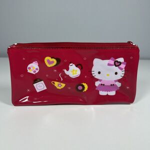 Sanrio Hello Kitty Red 2011 8” Pencil Case Pouch trinket Zipper